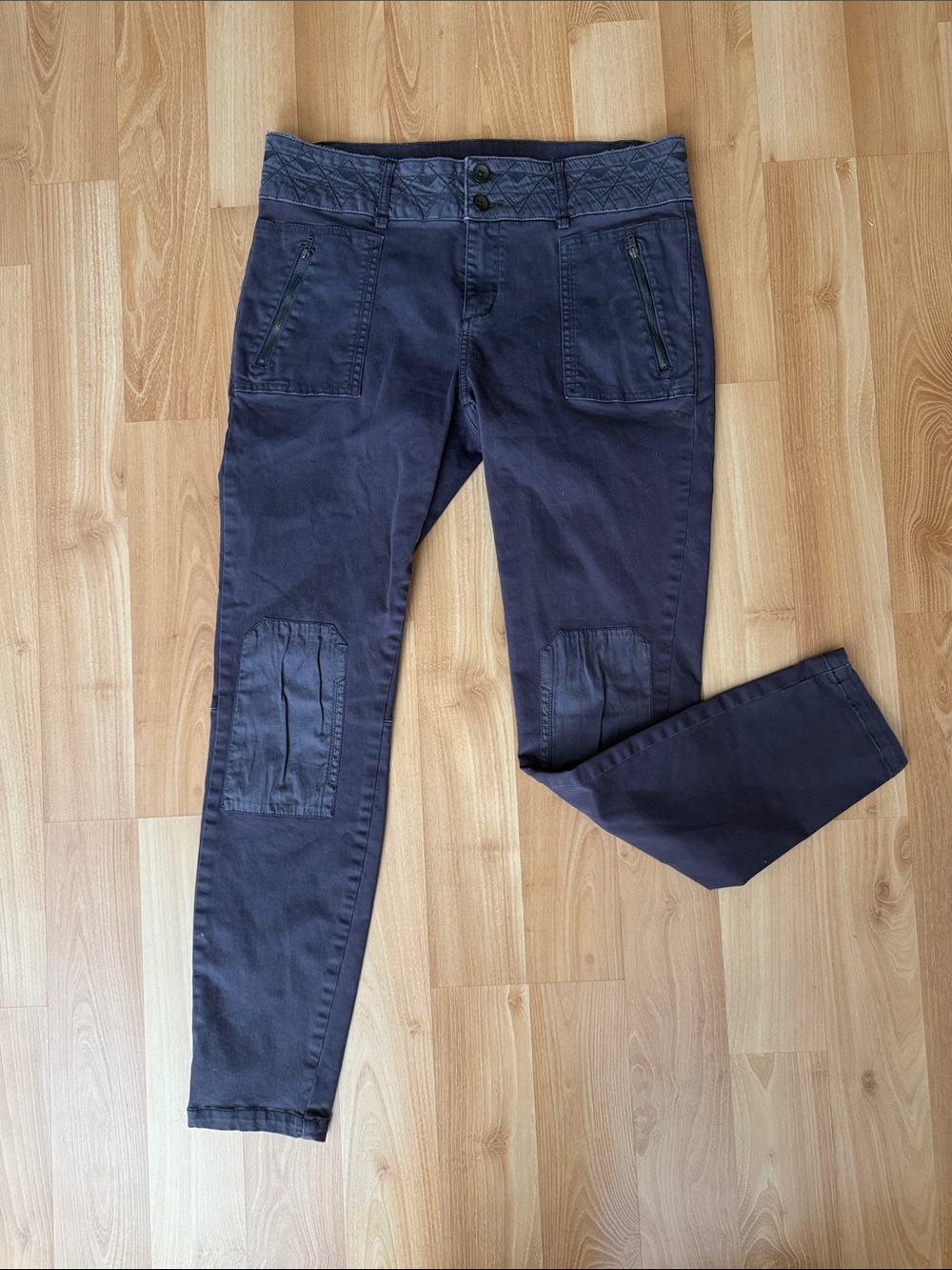 Anthropologie Navy Skinny Jeans with Patch Detail